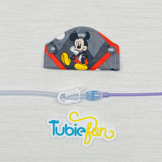 Feeding Tube Mini Connection Cover - Mouse on Grey