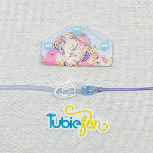 Feeding Tube Mini Connection Cover - Unicorns with Glitter