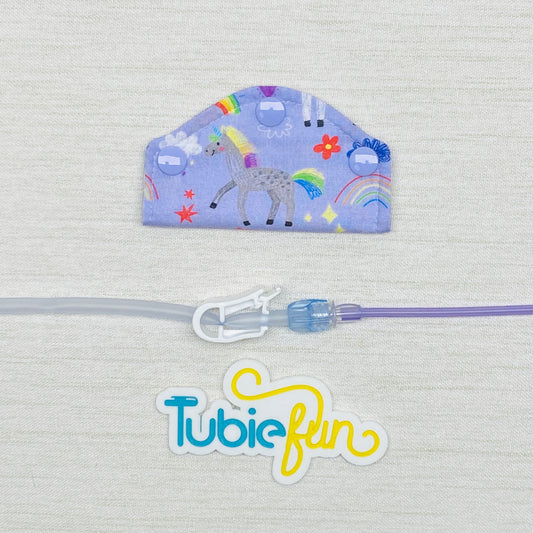 Feeding Tube Mini Connection Cover - Unicorns and Rainbows