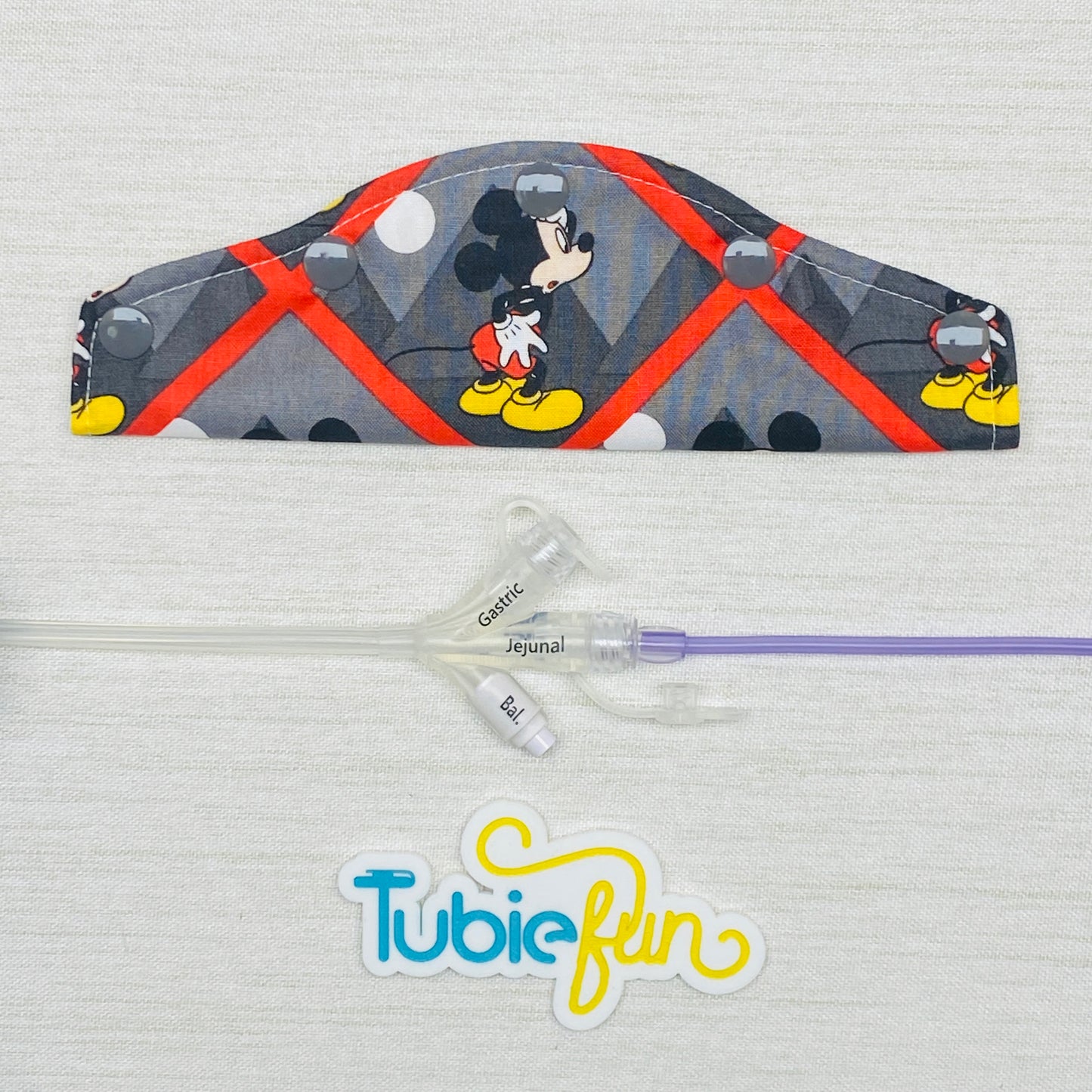 Large Feeding Tube Connection Cover - Mouse on Grey