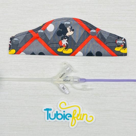 Large Feeding Tube Connection Cover - Mouse on Grey