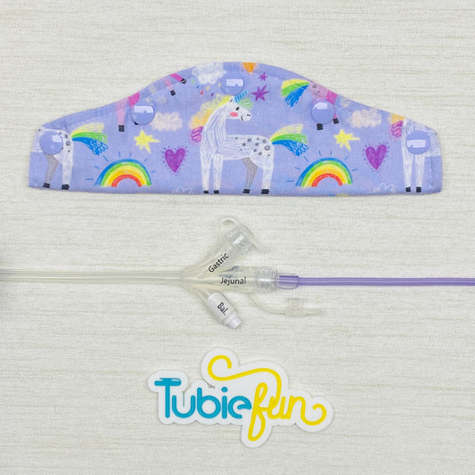 Large Feeding Tube Connection Cover - Rainbows and Unicorns