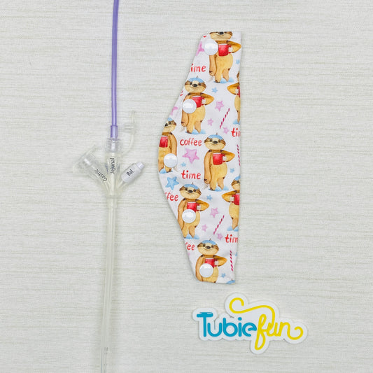 Large Feeding Tube Connection Cover - Coffee Sloth