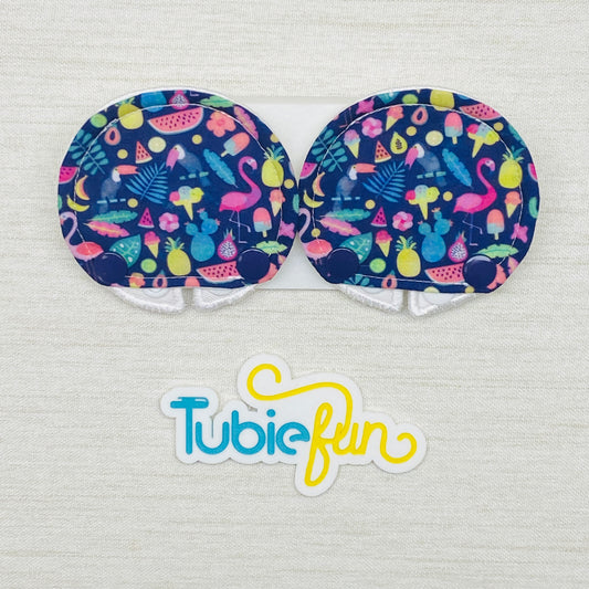 Covered Button Pad - Summer Flamingos