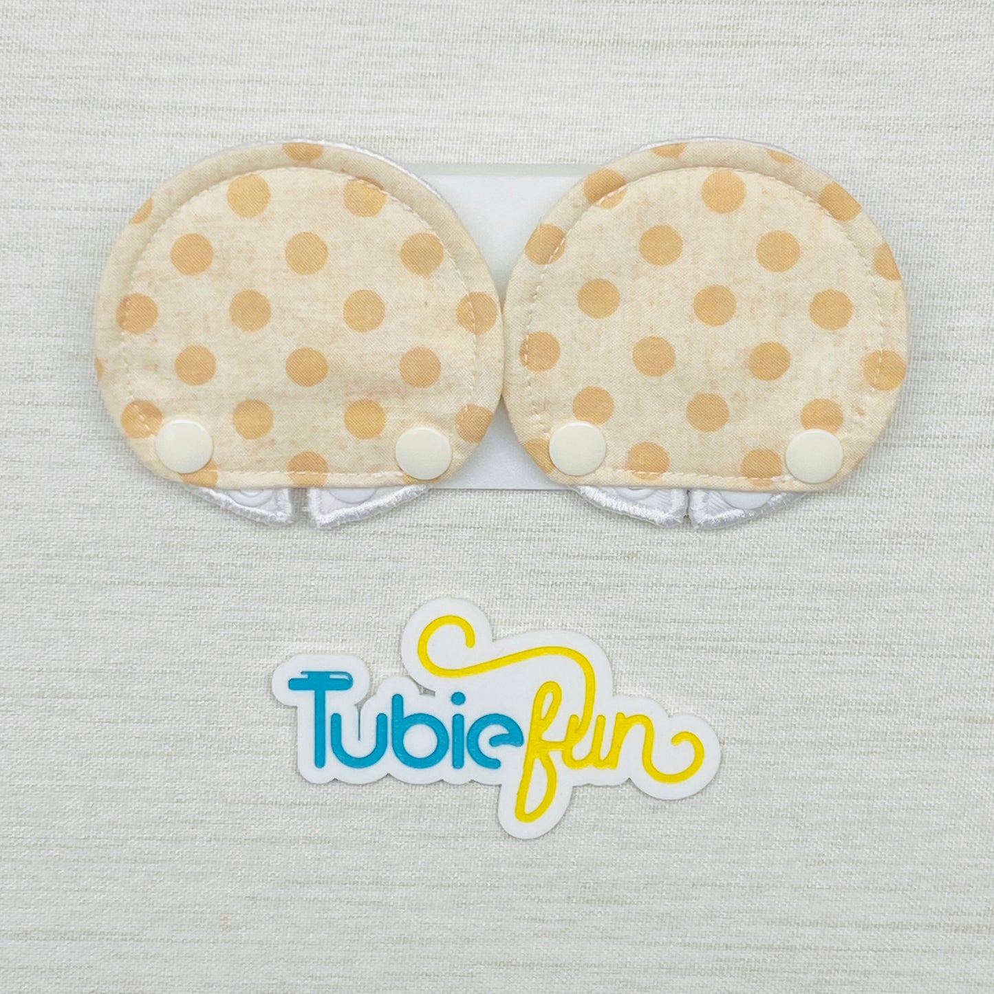 Covered Button Pad - Cream Dots