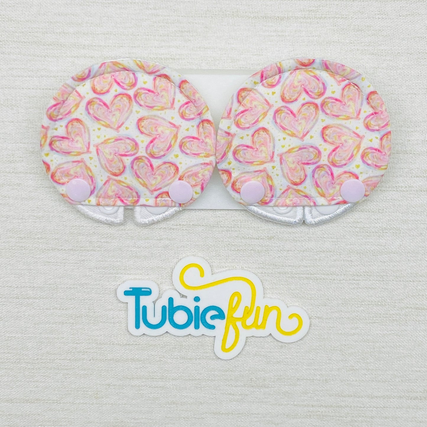 Covered Button Pad - Pink Hearts