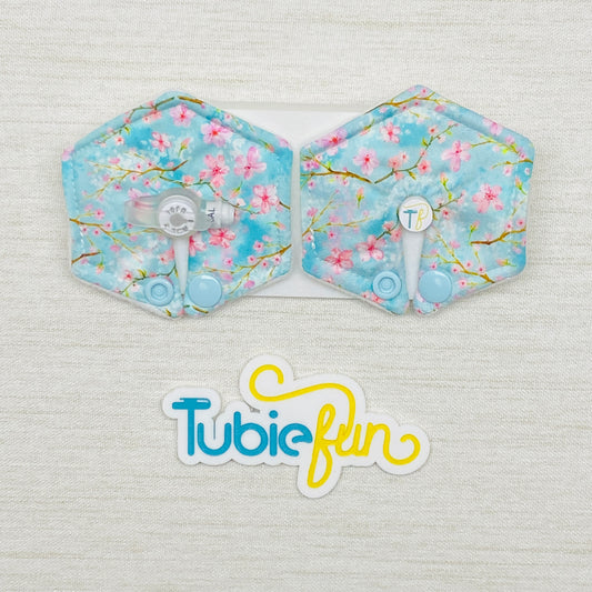 Hexagon G-Tube Button Pad Cover - Cherry Blossoms