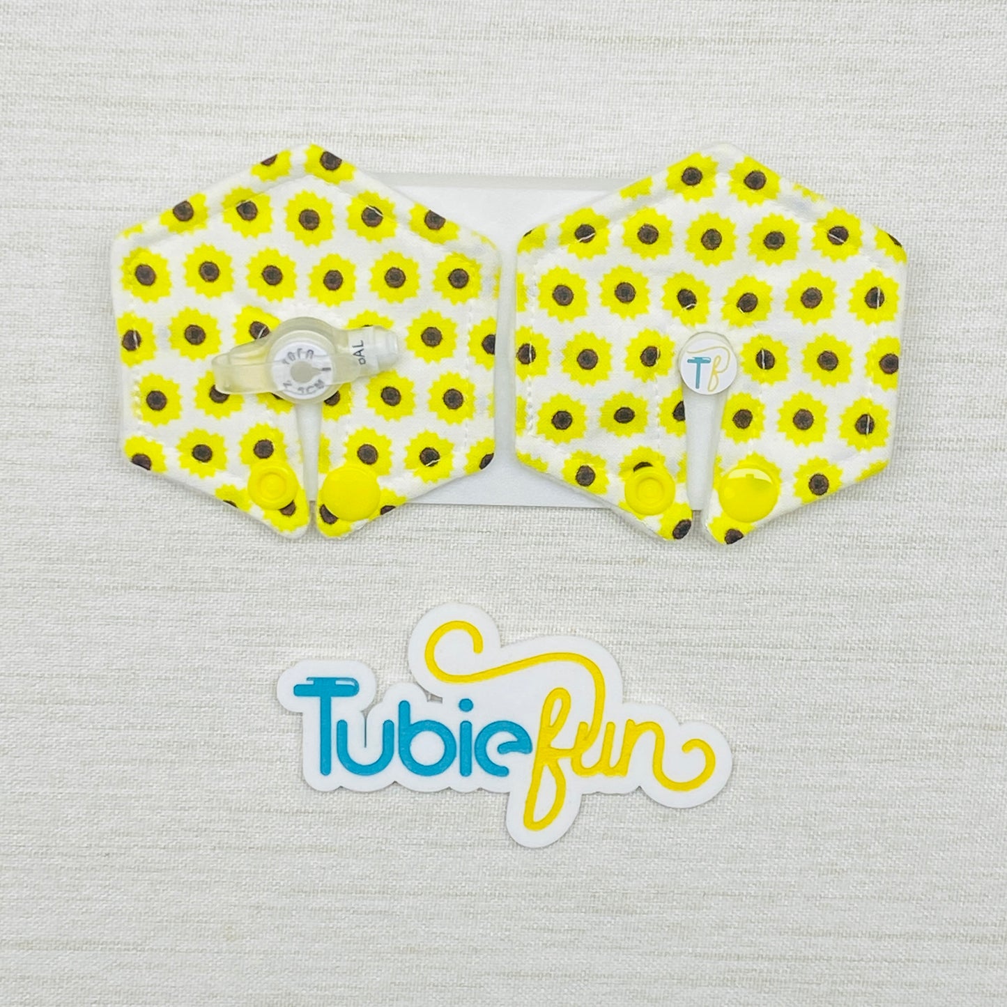 Hexagon G-Tube Button Pad Cover - Mini Sunflowers