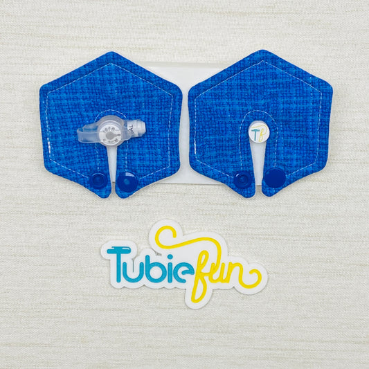 Hexagon G-Tube Button Pad Cover - Blue Check 4