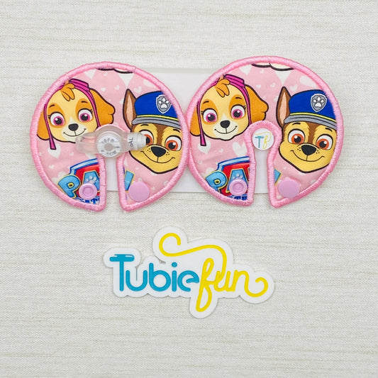 Button Pad Cover Large - Pup Patrol on Pink