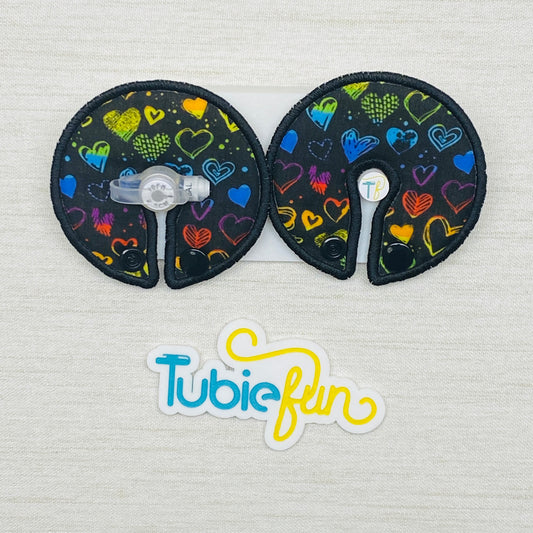 Button Pad Cover Large - Hearts on Black