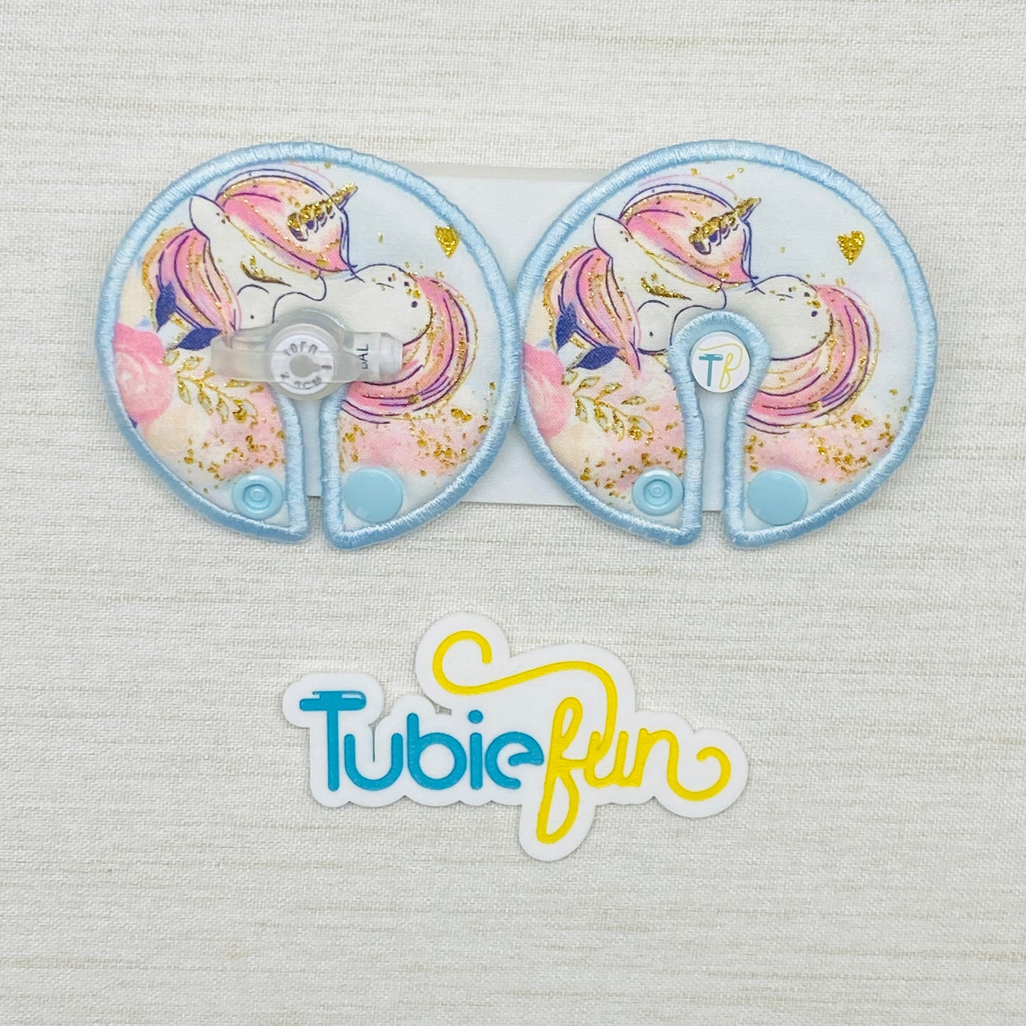 Button Pad Cover Large - Unicorns on Blue