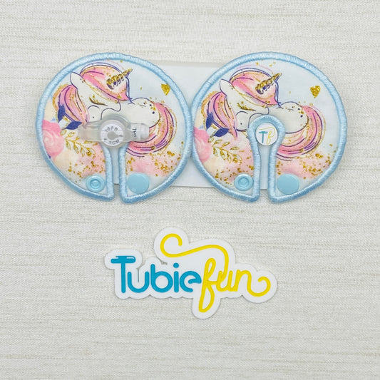 Button Pad Cover Large - Unicorns on Blue