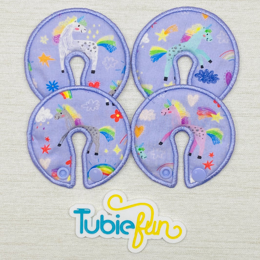 Button Pad Cover Large - Unicorns on Purple