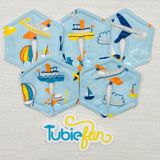 Hexagon G-Tube Button Pad Cover - Planes and Boats