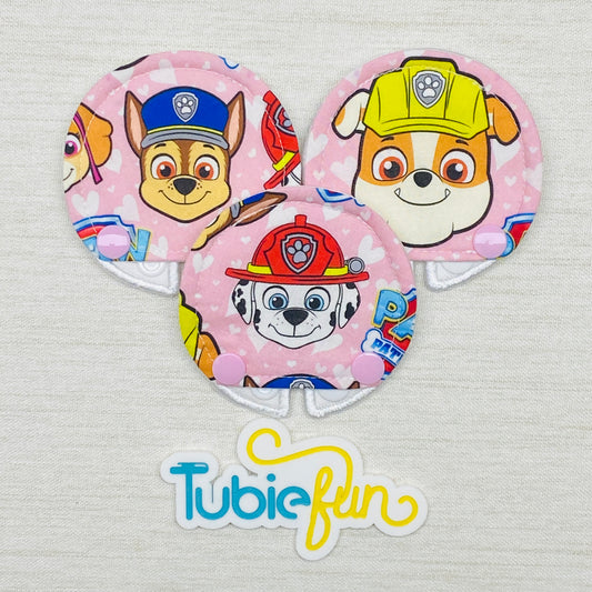 Covered Button Pad - Pups on Pink