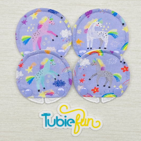 Covered Button Pad - Unicorns on Purple