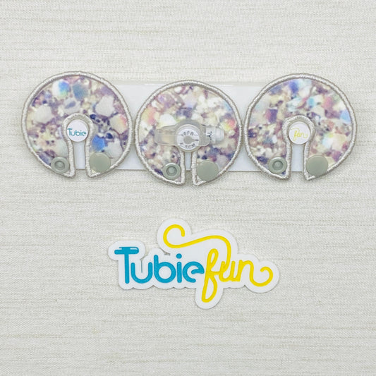 G-Tube Button Pad Cover - Silver Gems