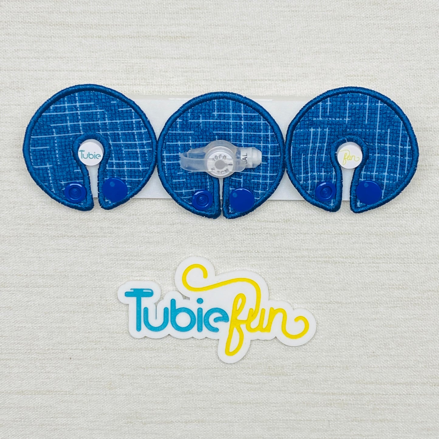 G-Tube Button Pad Cover - Blue Check 1