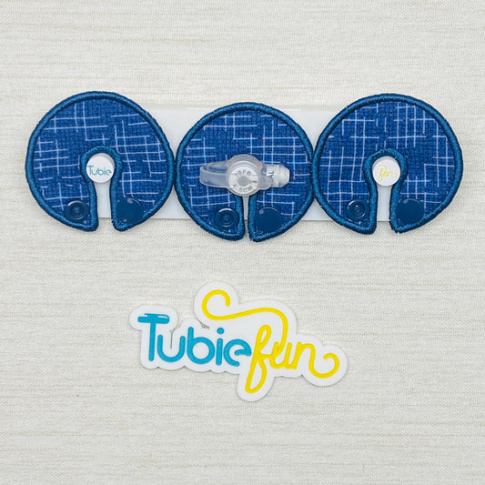 G-Tube Button Pad Cover - Blue Check 3