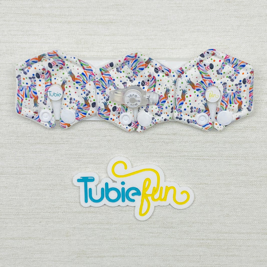 Mini Hexagon G-Tube Button Pad Cover - Coloured Zebras