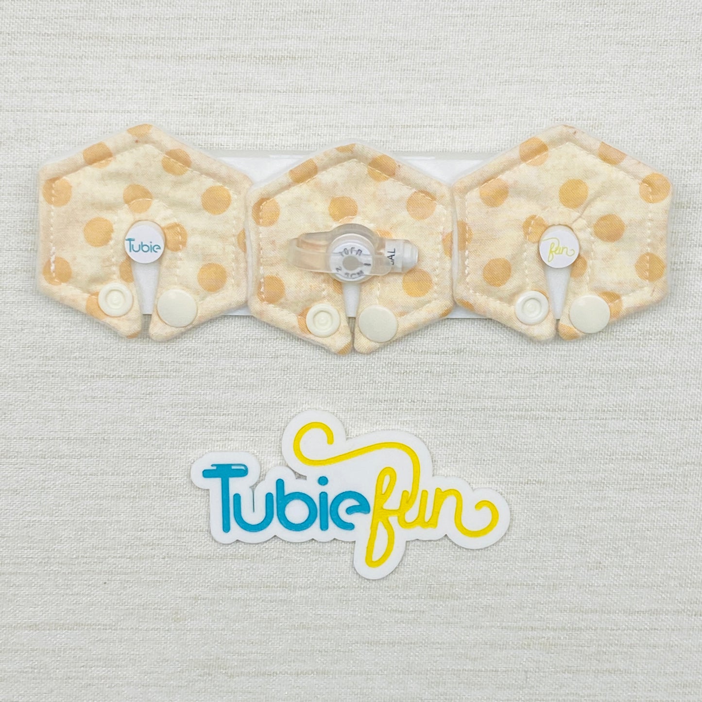 Mini Hexagon G-Tube Button Pad Cover - Cream Dots