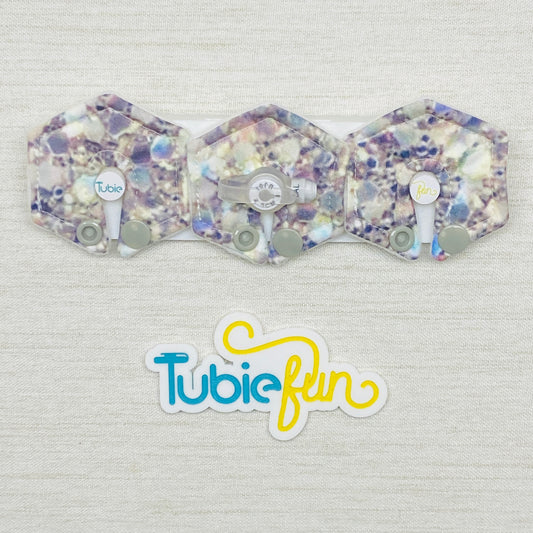 Mini Hexagon G-Tube Button Pad Cover - Silver Gems