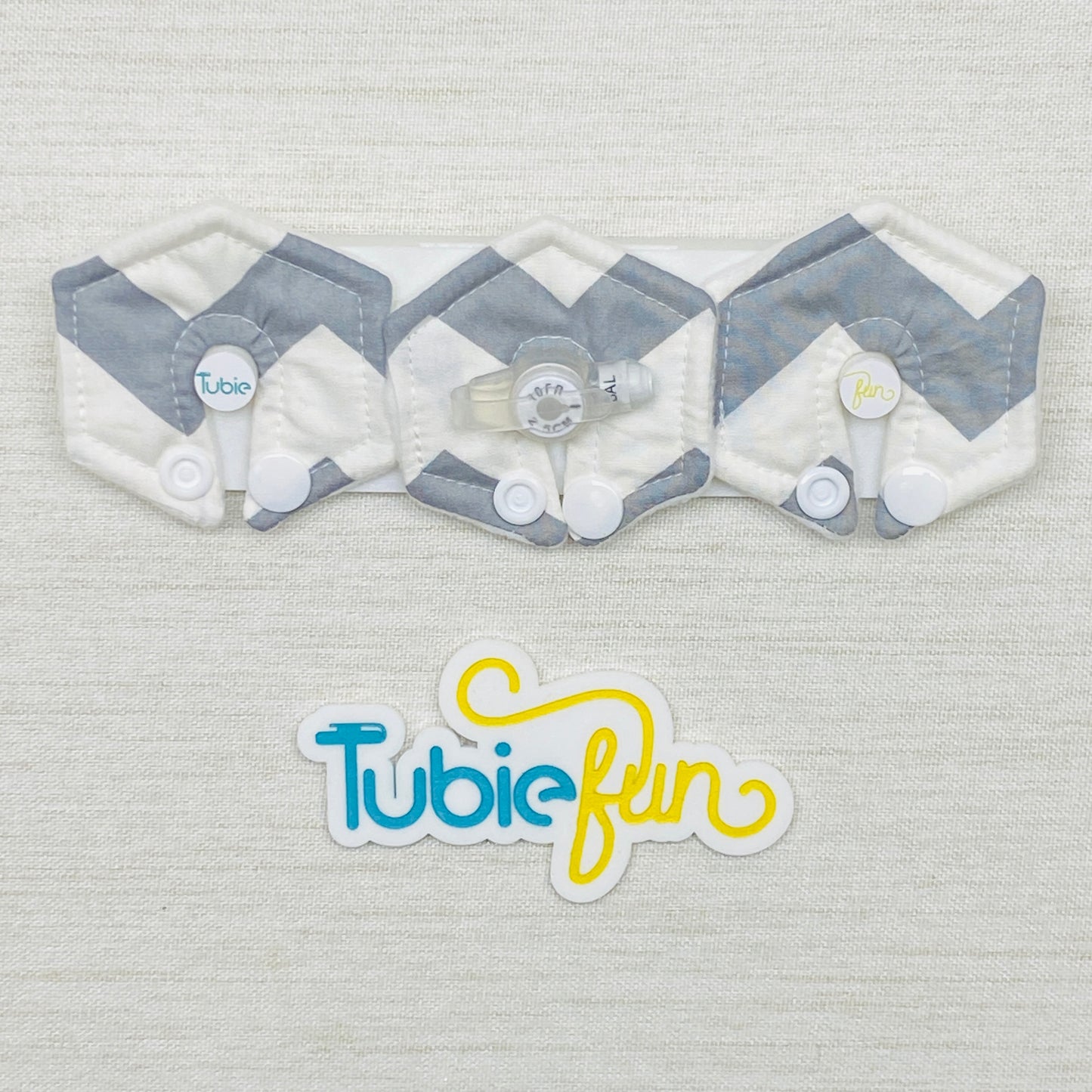 Mini Hexagon G-Tube Button Pad Cover - Grey Chevron