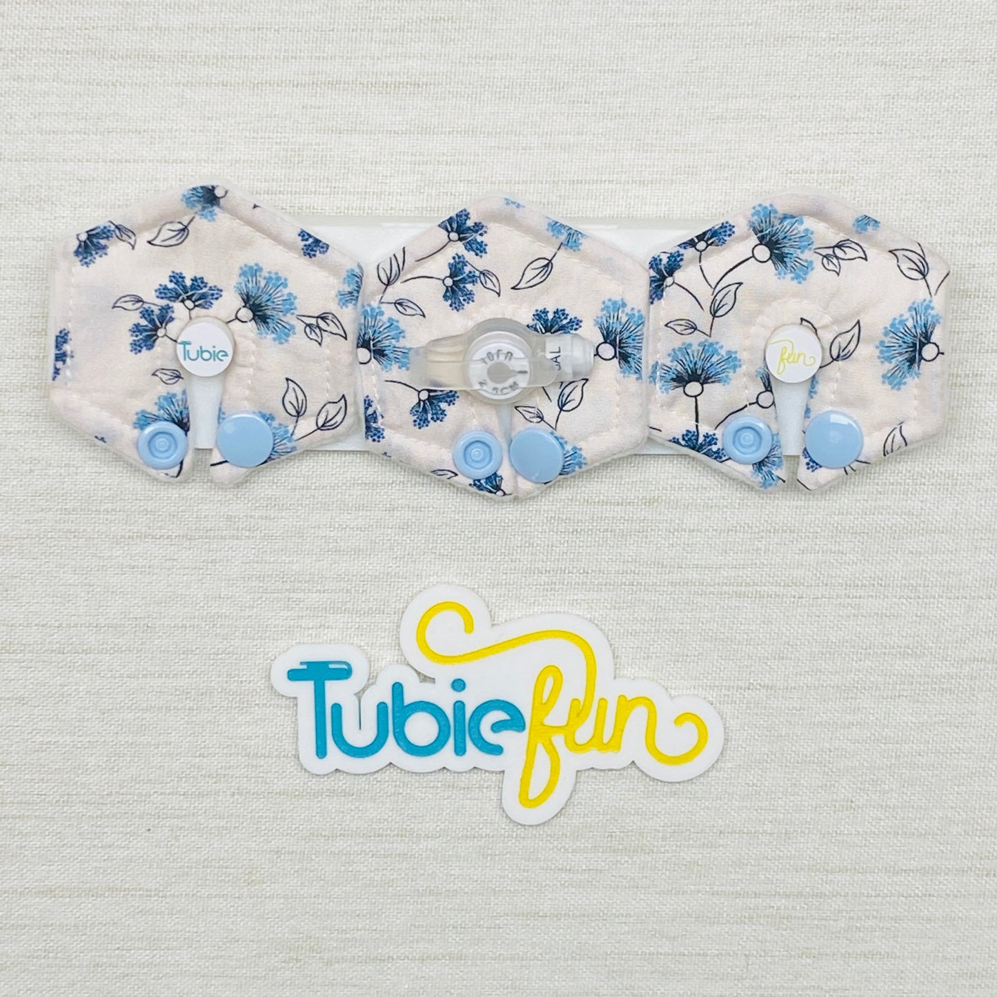 Mini Hexagon G-Tube Button Pad Cover - Blue Flowers