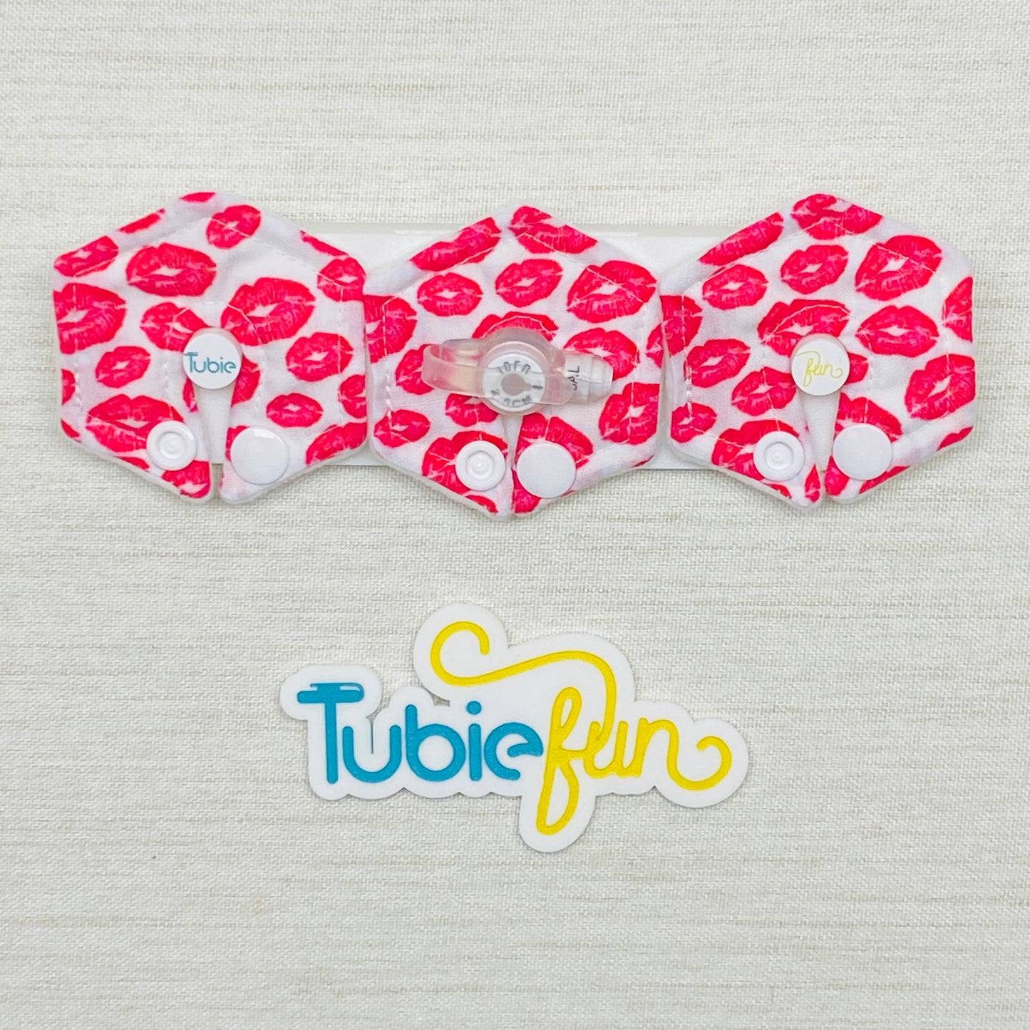 Mini Hexagon G-Tube Button Pad Cover - Kisses