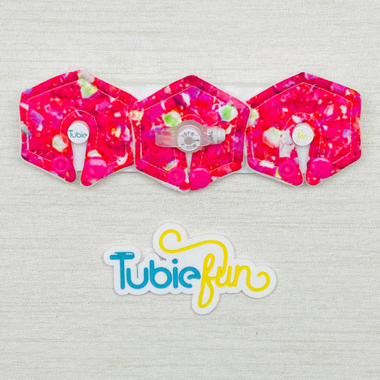 Mini Hexagon G-Tube Button Pad Cover - Pink Gems