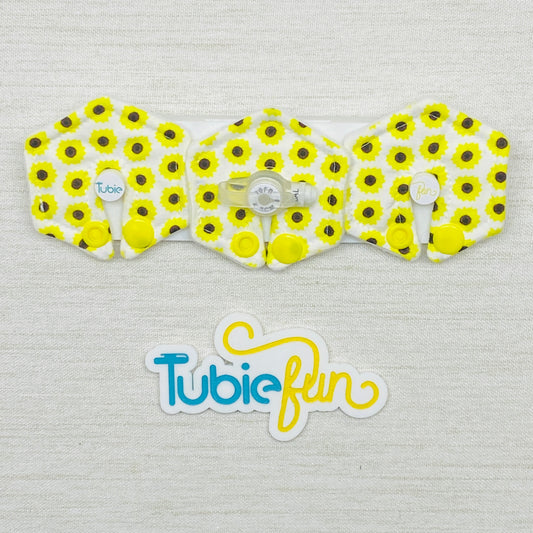 Mini Hexagon G-Tube Button Pad Cover - Mini Sunflowers