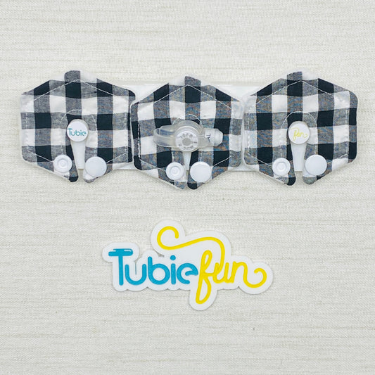 Mini Hexagon G-Tube Button Pad Cover - Black and White Gingham