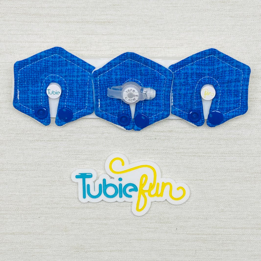 Mini Hexagon G-Tube Button Pad Cover - Blue Check 1