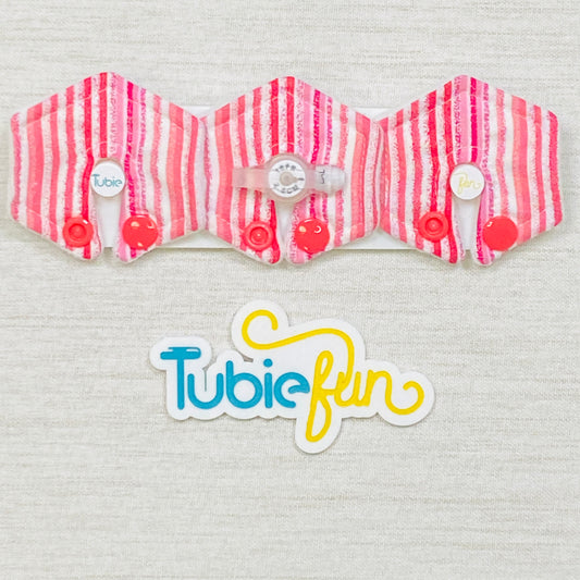 Mini Hexagon G-Tube Button Pad Cover - Pink Stripes