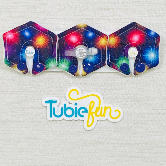 Mini Hexagon G-Tube Button Pad Cover - Fireworks