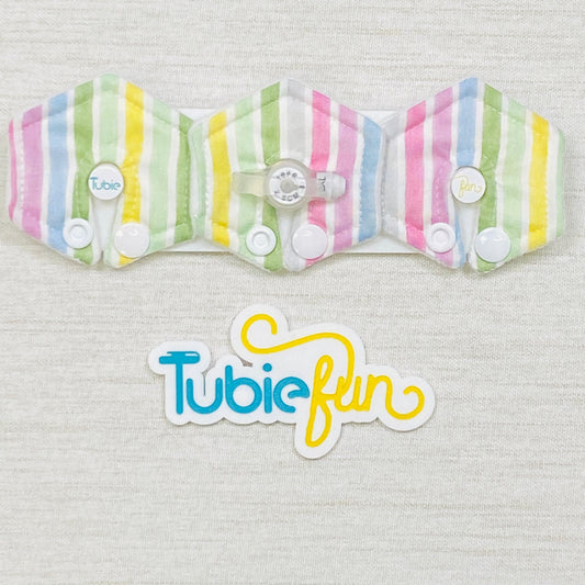 Mini Hexagon G-Tube Button Pad Cover - Coloured Stripes