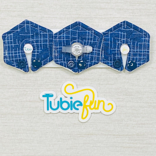 Mini Hexagon G-Tube Button Pad Cover - Blue Check
