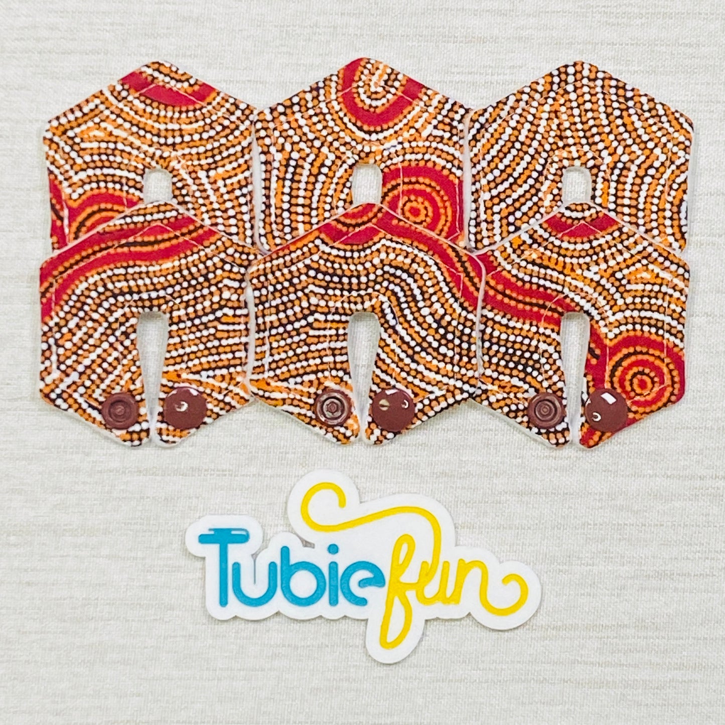 Mini Hexagon G-Tube Button Pad Cover - Indigenous on Brown