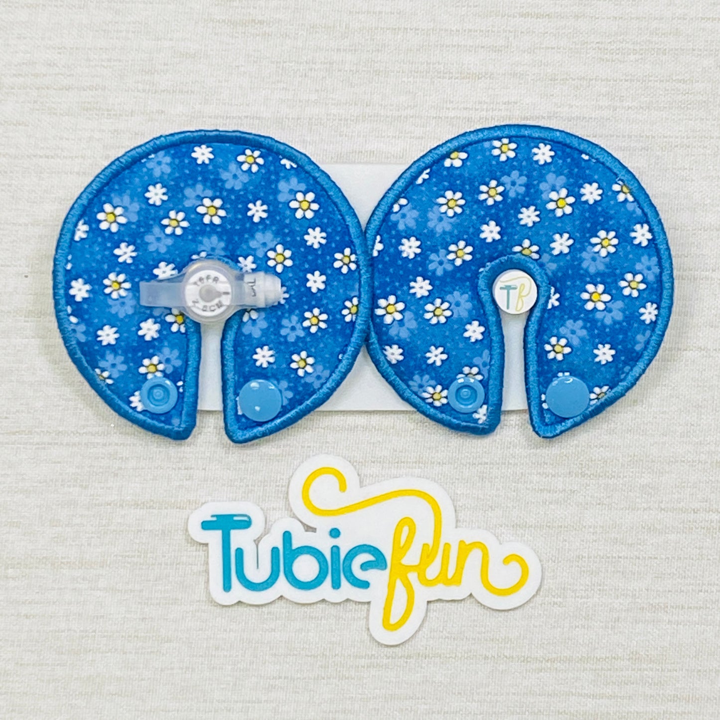 Button Pad Cover Large - Small Daises on Blue