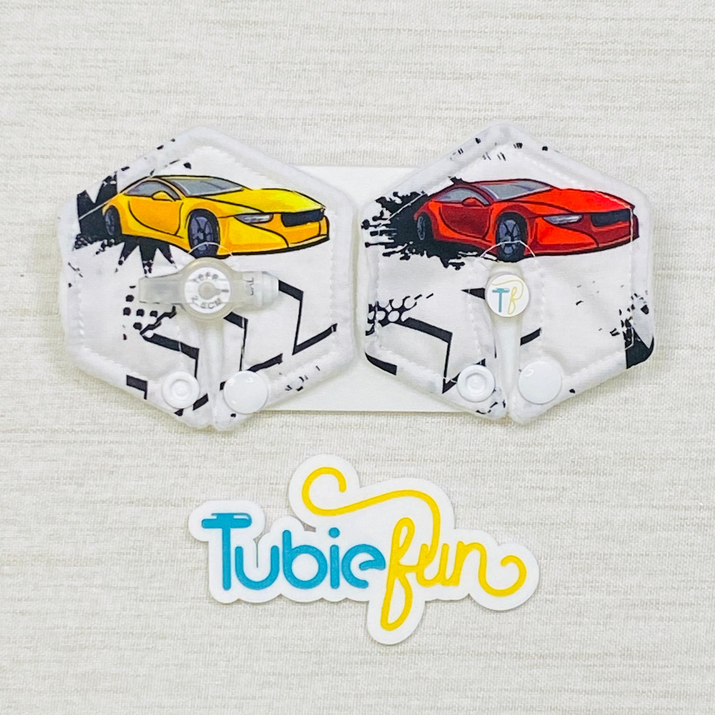 Hexagon G-Tube Button Pad Cover - Race Cars