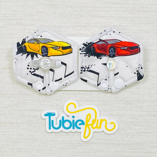 Hexagon G-Tube Button Pad Cover - Race Cars