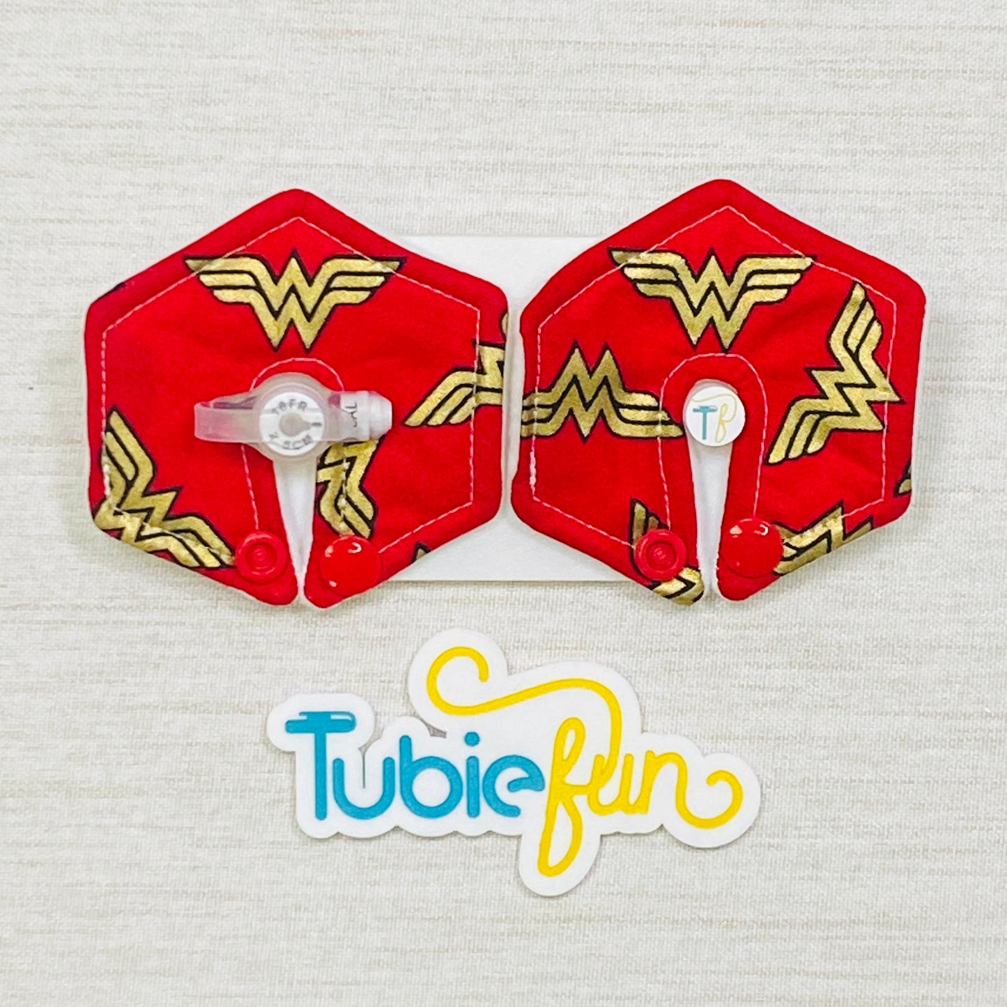Hexagon G-Tube Button Pad Cover - Wonder Lady