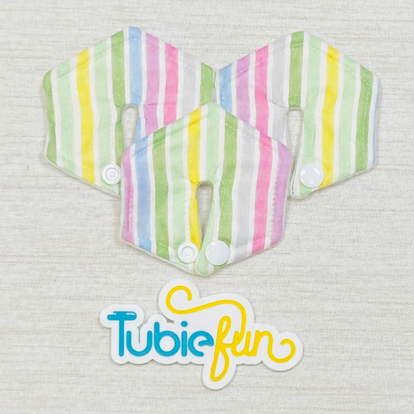 Hexagon G-Tube Button Pad Cover - Coloured Stripes