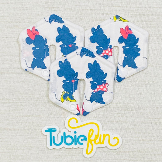 Hexagon G-Tube Button Pad Cover - Girl Mouse Silhouette