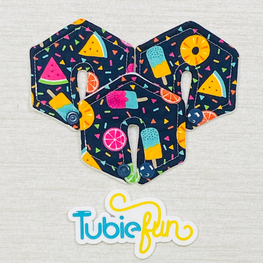 Hexagon G-Tube Button Pad Cover - Summer Fruits