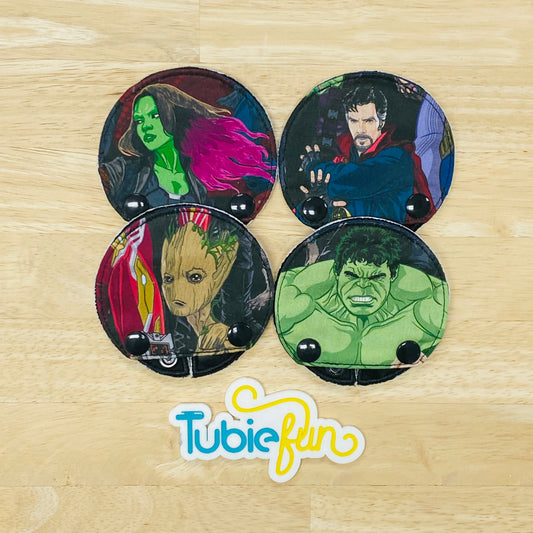 Covered Chait Button Pad Covers - Large Heros on Black