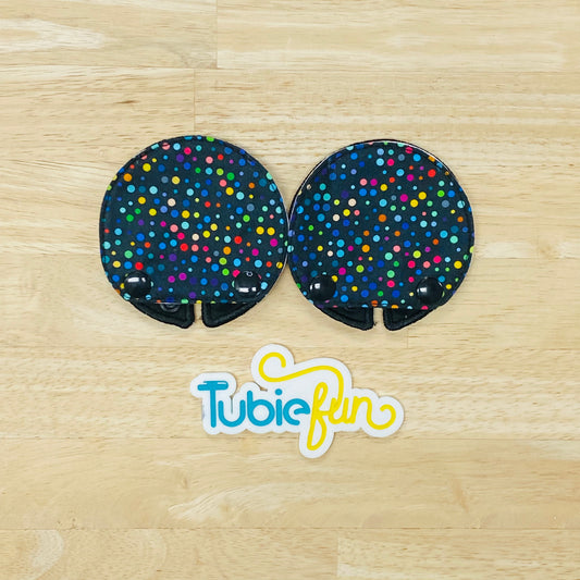 Covered Button Pad - Small Coloured Dots on Black