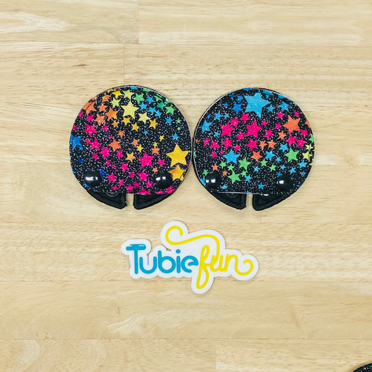 Covered Button Pad - Coloured Glitter Stars