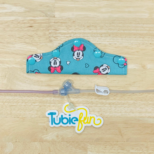 Feeding Tube Connection Cover - Girl Mouse on Teal